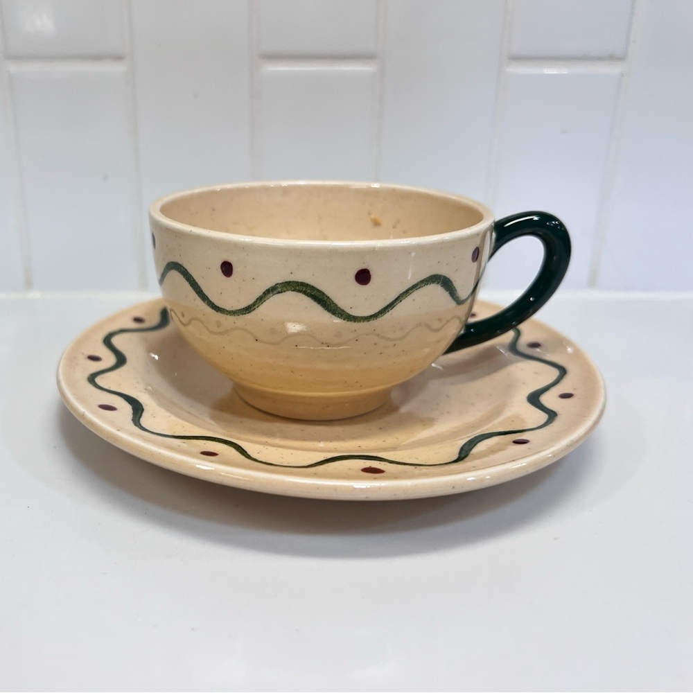 Metlox California Provincial Poppytrail  Rooster Coffee Cup and Saucer Set